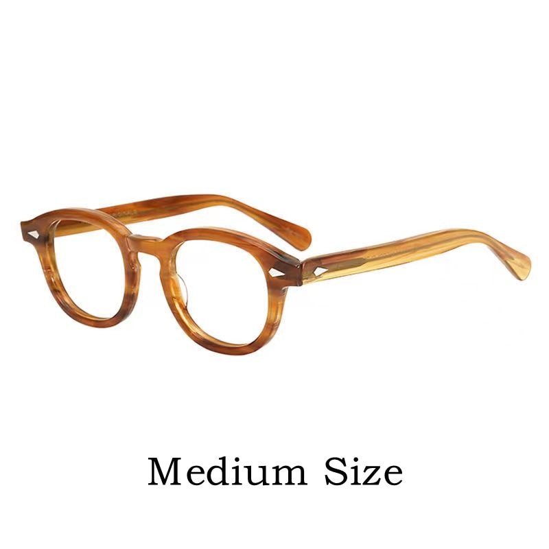 Yimaruili Unisex Full Rim Round Acetate Eyeglasses Three Sizes Y1915 Full Rim Yimaruili Eyeglasses M Linen