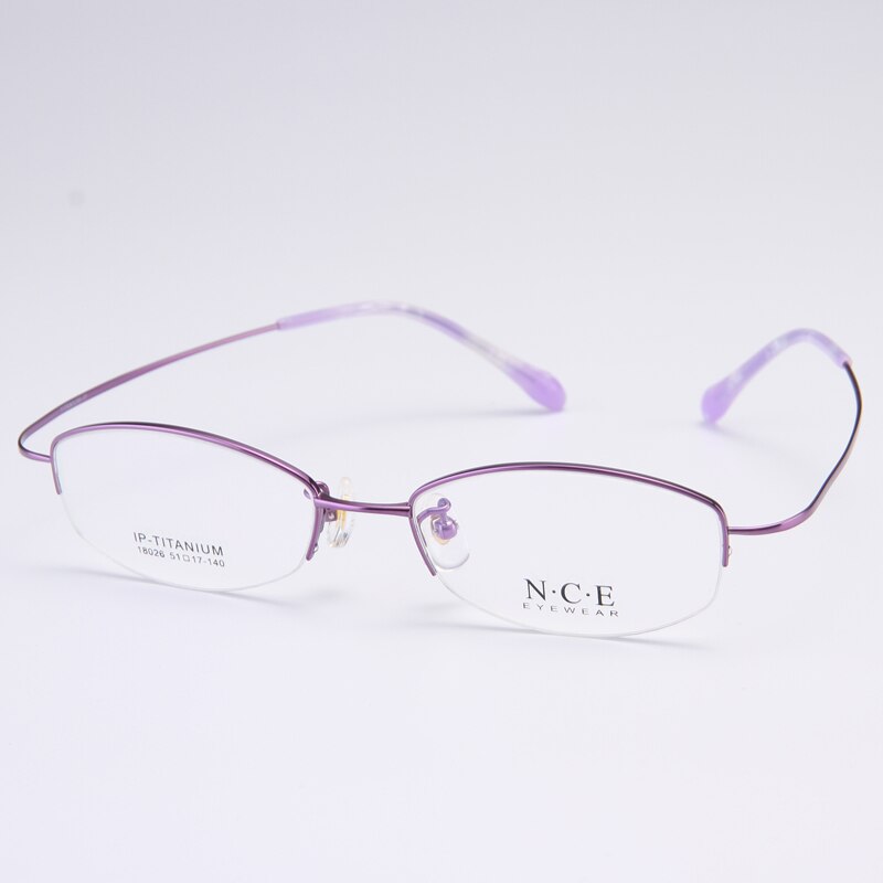 Bclear Women's Semi Rim Titanium Oval Eyeglasses Sc18026 Semi Rim Bclear Light Purple