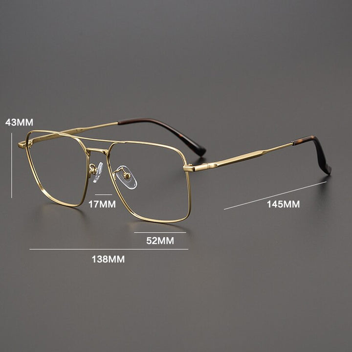 Gatenac Unisex Full Rim Square Double Bridge Alloy Eyeglasses Gxyj991 Full Rim Gatenac