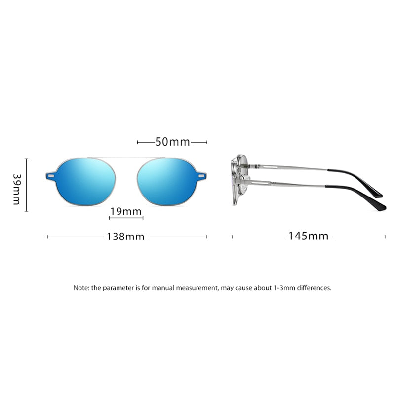Zirosat Unisex Full Rim Round Alloy Eyeglasses Clip On Sunglasses CG8802 With Clip Ons Zirosat