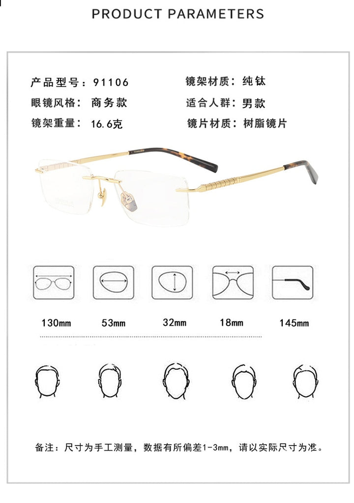 Bclear Men's Rimless Square Titanium Eyeglasses Mys91106 Rimless Bclear
