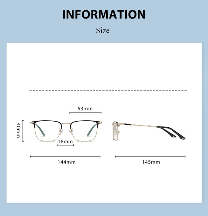Bclear Unisex Full Rim Square Titanium Eyeglasses Wdpt915 Full Rim Bclear