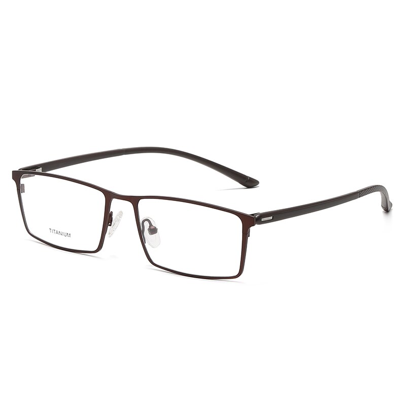 Reven Jate Unisex Full Rim Square Titanium Eyeglasses P9850 Full Rim Reven Jate brown