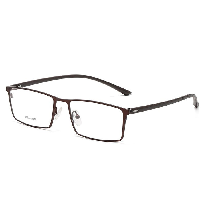 Reven Jate Unisex Full Rim Square Titanium Eyeglasses P9850 Full Rim Reven Jate brown