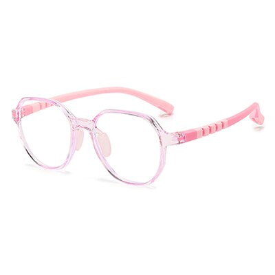 Ralferty Unisex Children's Full Rim Flat Top Round Tr 90 Acetate Silicone Eyeglasses M91032 Full Rim Ralferty C8 Pink China