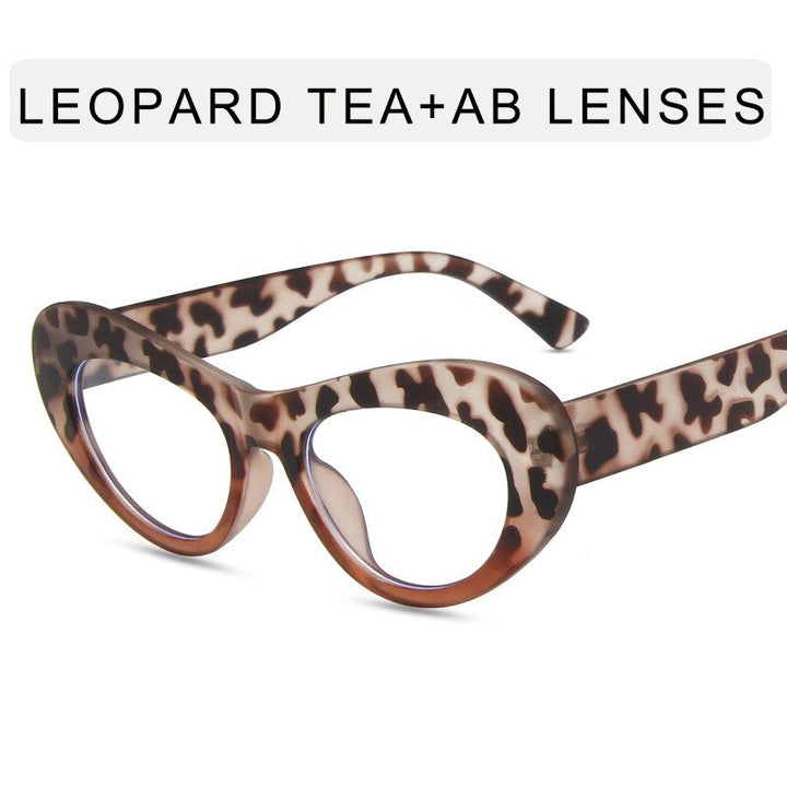 CCspace Women's Full Rim Big Cat Eye Acetate Titanium Eyeglasses 55514 Full Rim CCspace China Leopard