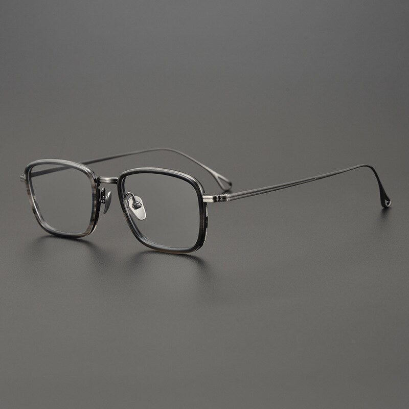 Gatenac Unisex Full Rim Square Titanium Acetate Frame Eyeglasses Gxyj785 Full Rim Gatenac Gun