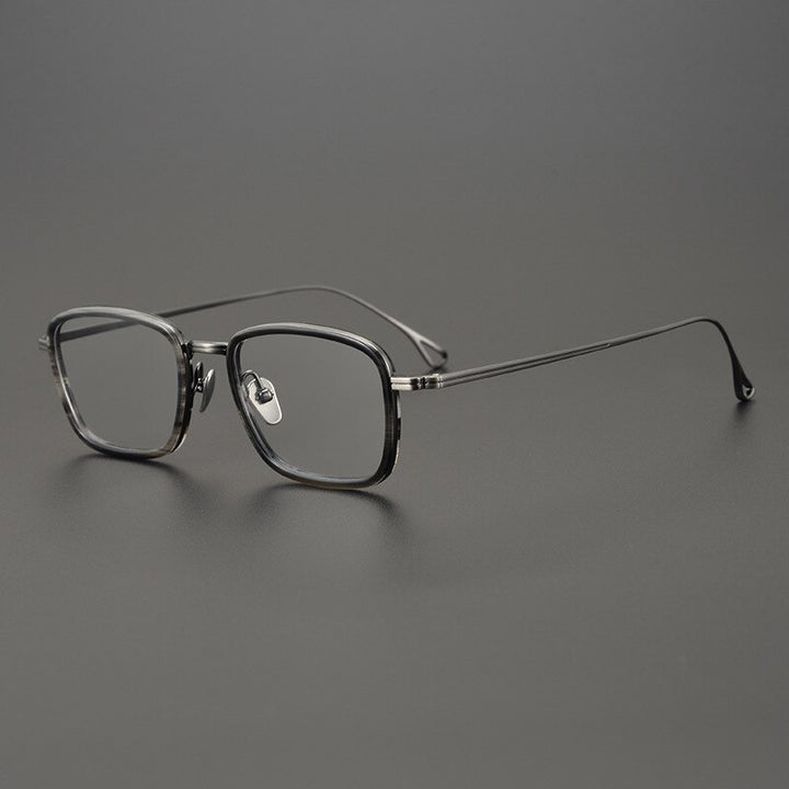 Gatenac Unisex Full Rim Square Titanium Acetate Frame Eyeglasses Gxyj785 Full Rim Gatenac Gun