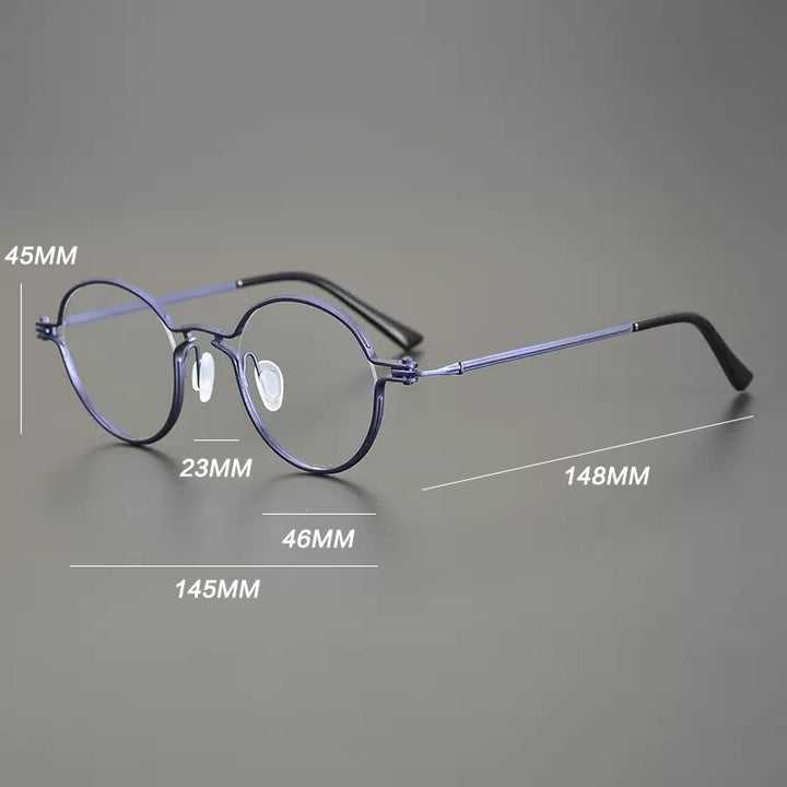 Gatenac Unisex Full Rim Round Titanium Eyeglasses Gxyj899 Full Rim Gatenac