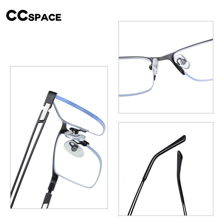 CCspace Men's Semi Rim Rectangle Alloy Frame Eyeglasses 54534 Semi Rim CCspace