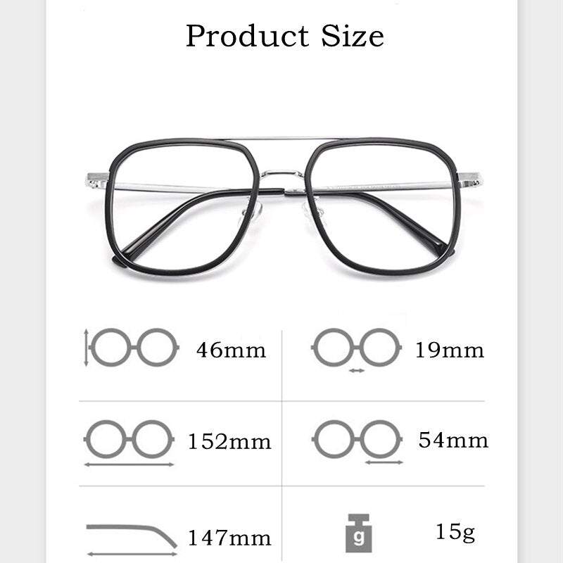 Hdcrafter Unisex Full Rim Big Square Double Bridge Tr 90 Titanium Eyeglasses 2218YJ Full Rim Hdcrafter Eyeglasses