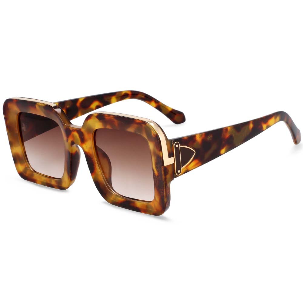 CCspace Unisex Full Rim Rectangle Resin Frame Sunglasses 54333 Sunglasses CCspace Sunglasses Leopard China white