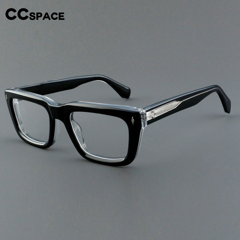 CCspace Unisex Full Rim Square Cat Eye Acetate Eyeglasses 54908 Full Rim CCspace