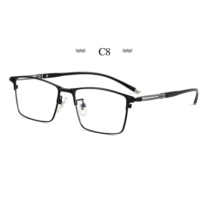 Hotochki Men's Full Rim Square Tr 90 Titanium Frame Eyeglasses T8612t Full Rim Hotochki C8  