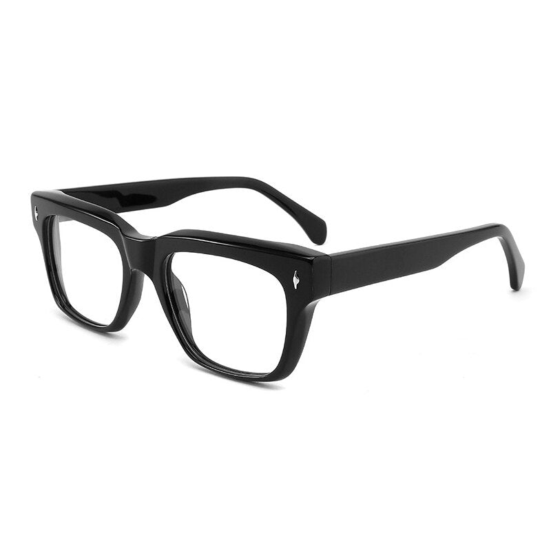 Gatenac Unisex Full Rim Square Acetate Rivet Eyeglasses Gxyj918 Full Rim Gatenac Black