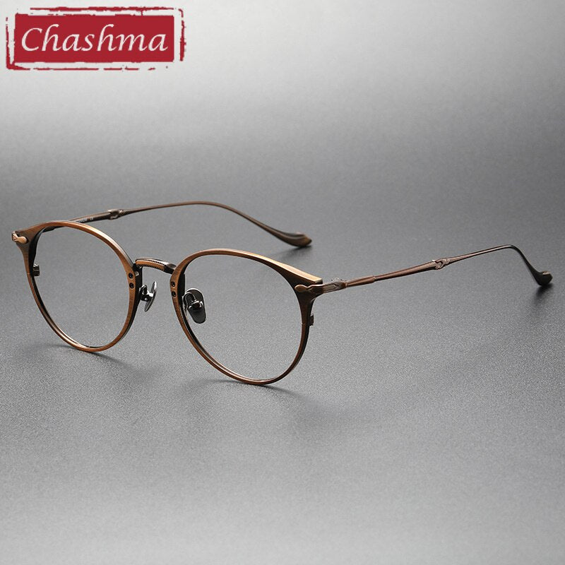 Chashma Ottica Unisex Full Rim Round Titanium Eyeglasses 3112 Full Rim Chashma Ottica Bronze