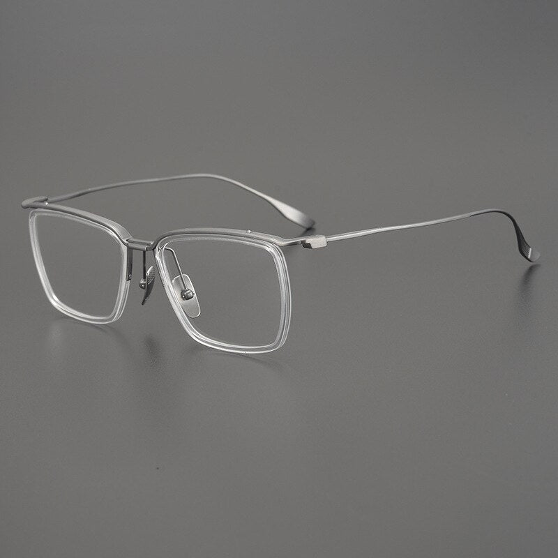 Gatenac Unisex Full Rim Square Titanium Eyeglasses Gxyj896 Full Rim Gatenac Transparent Gray