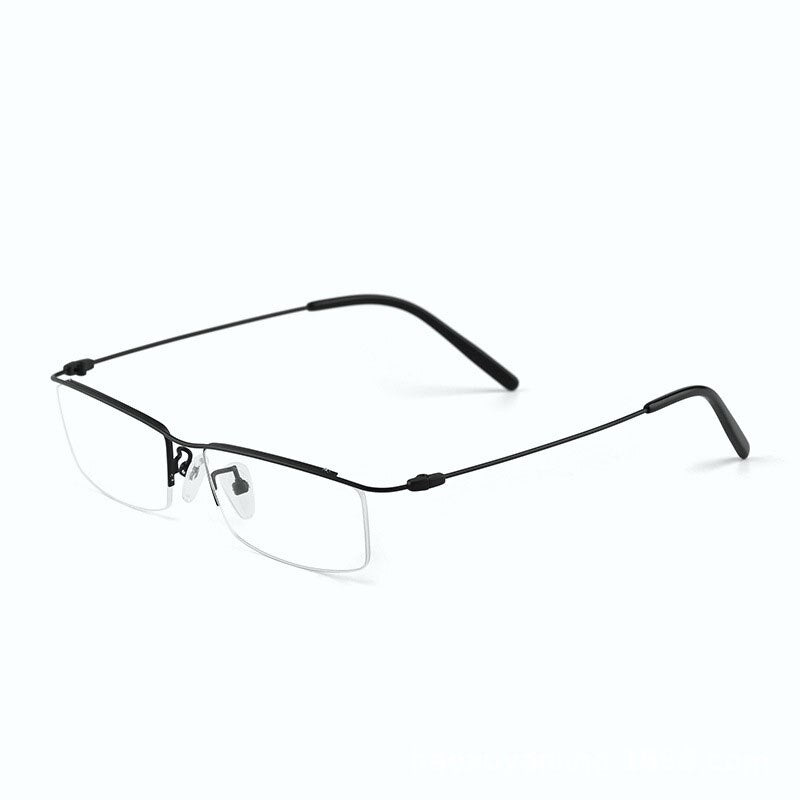 Hdcrafter Men's Semi Rim Square Titanium Eyeglasses 6688 Semi Rim Hdcrafter Eyeglasses Black