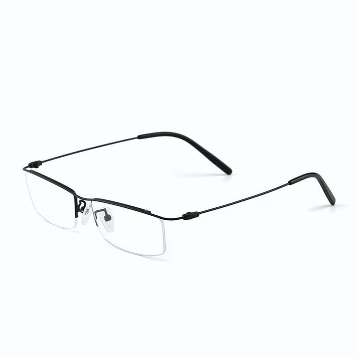Hdcrafter Men's Semi Rim Square Titanium Eyeglasses 6688 Semi Rim Hdcrafter Eyeglasses Black