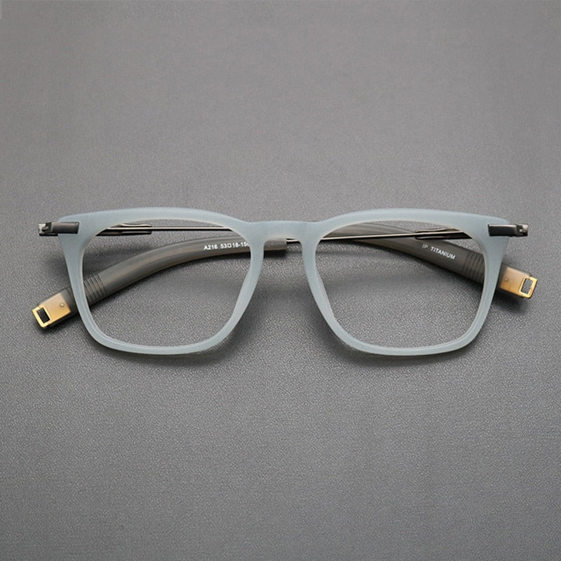 Gatenac Unisex Full Rim Square Titanium Acetate Frame Eyeglasses Gxyj768 Full Rim Gatenac Gray