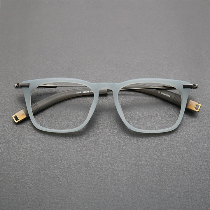 Gatenac Unisex Full Rim Square Titanium Acetate Frame Eyeglasses Gxyj768 Full Rim Gatenac Gray