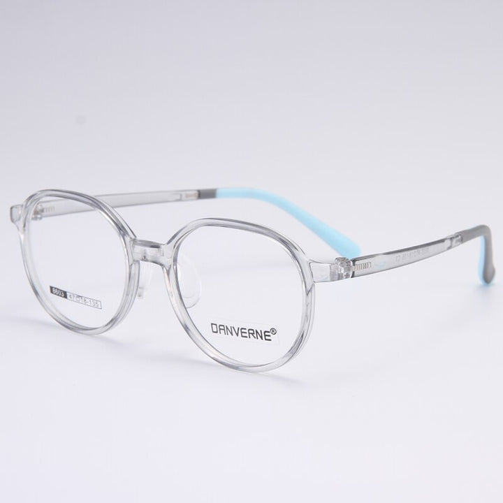 Gmei Unisex Children's Full Rim Round Silicone TR90 Eyeglasses 8603 Full Rim Gmei Optical Grey  