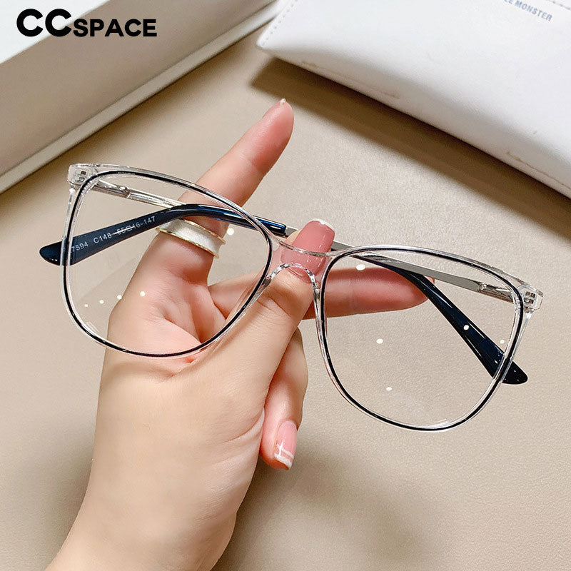 CCspace Unisex Full Rim Square Cat Eye Tr 90 Titanium Eyeglasses 55713 Full Rim CCspace