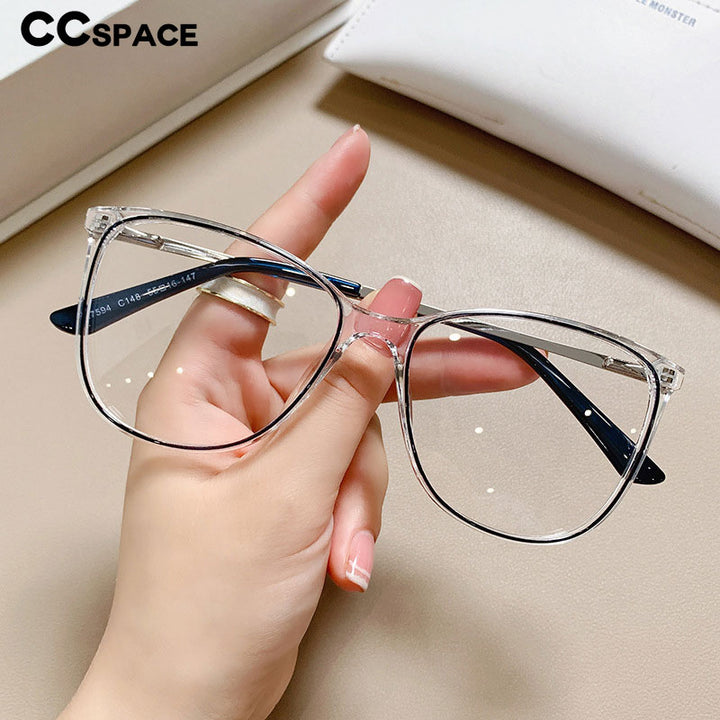 CCspace Unisex Full Rim Square Cat Eye Tr 90 Titanium Eyeglasses 55713 Full Rim CCspace