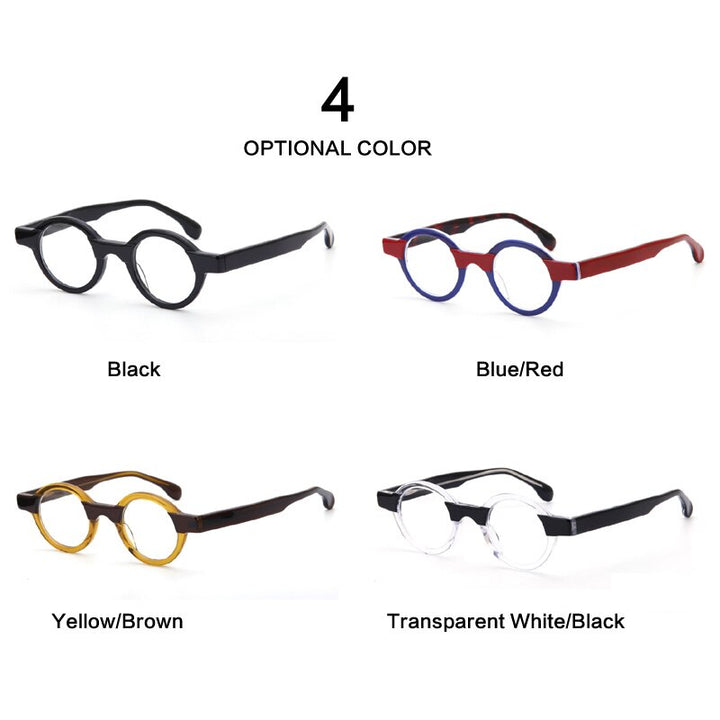 Muzz Unisex Full Rim Round Acetate Punk Frame Eyeglasses 56002 Full Rim Muzz