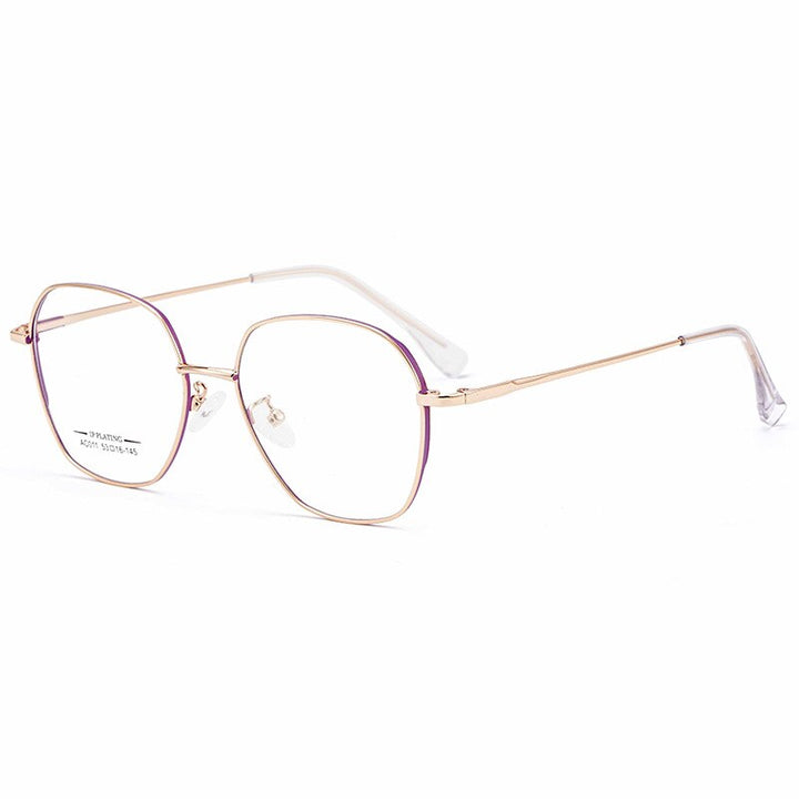 Yimaruili Unisex Full Rim Polygon Square Alloy Frame Eyeglasses AC011 Full Rim Yimaruili Eyeglasses Purple Rose Gold