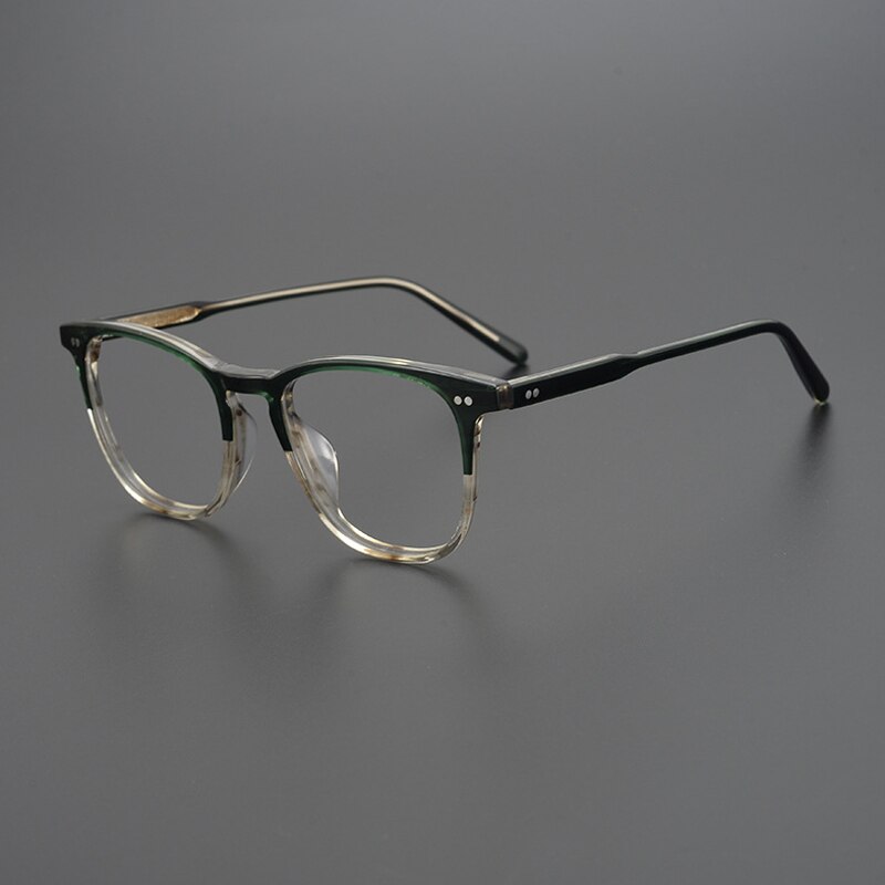 Gatenac Unisex Full Rim Round Square Acetate Eyeglasses Gxyj963 Full Rim Gatenac Green Stripes