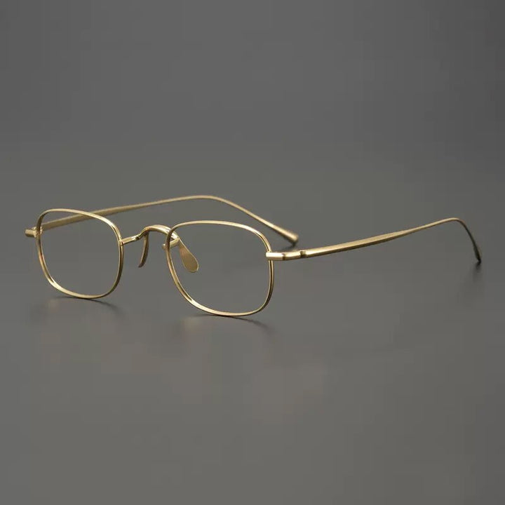 Gatenac Unisex Full Rim Square Titanium Eyeglasses Gxyj909 Full Rim Gatenac Gold