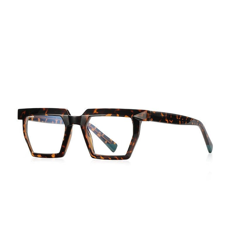 CCspace Unisex Full Rim Flat Top Square Acetate Titanium Eyeglasses 53370 Full Rim CCspace China C3Leopard