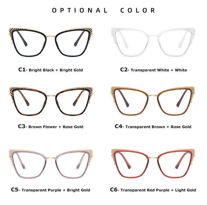 Chashma Women's Full Rim Cat Eye TR 90 Titanium Frame Eyeglasses 1525 Full Rim Chashma