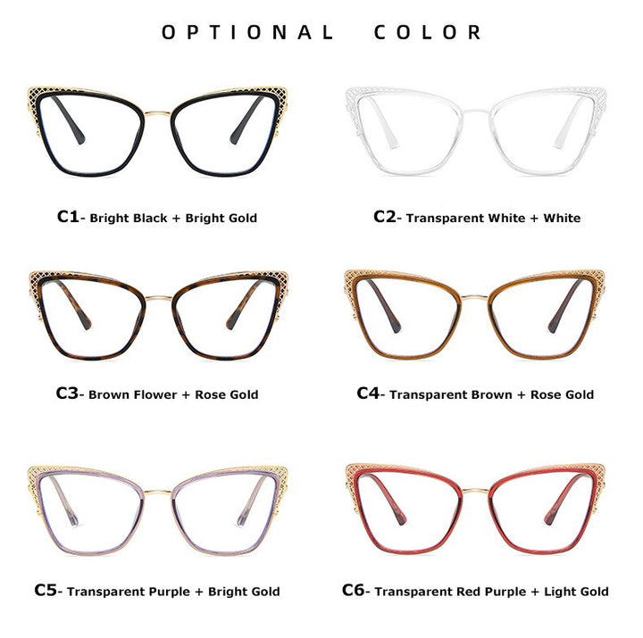 Chashma Women's Full Rim Cat Eye TR 90 Titanium Frame Eyeglasses 1525 Full Rim Chashma