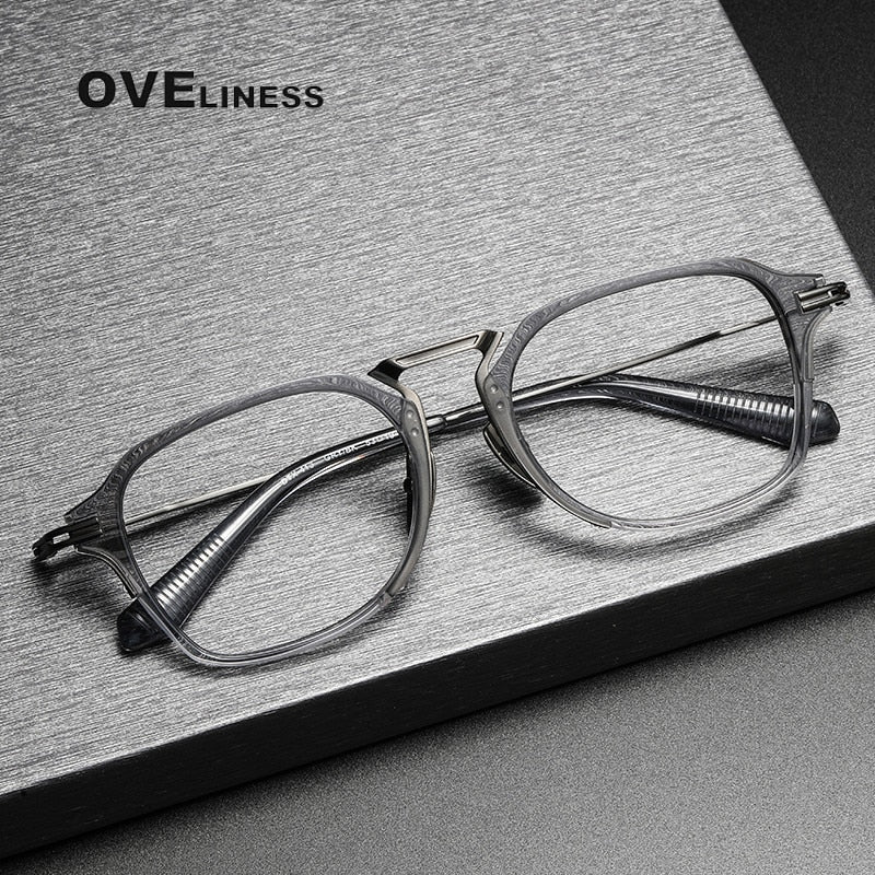 Oveliness Unisex Full Rim Square Acetate Titanium Eyeglasses Dtx413 Full Rim Oveliness