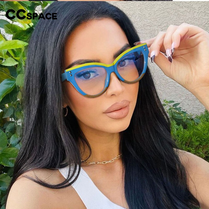 CCspace Women's Full Rim Big Cat Eye Acetate Eyeglasses S55337 Full Rim CCspace