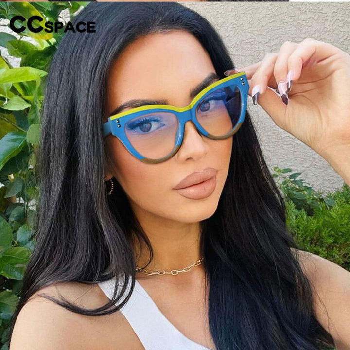CCspace Women's Full Rim Big Cat Eye Acetate Eyeglasses S55337 Full Rim CCspace