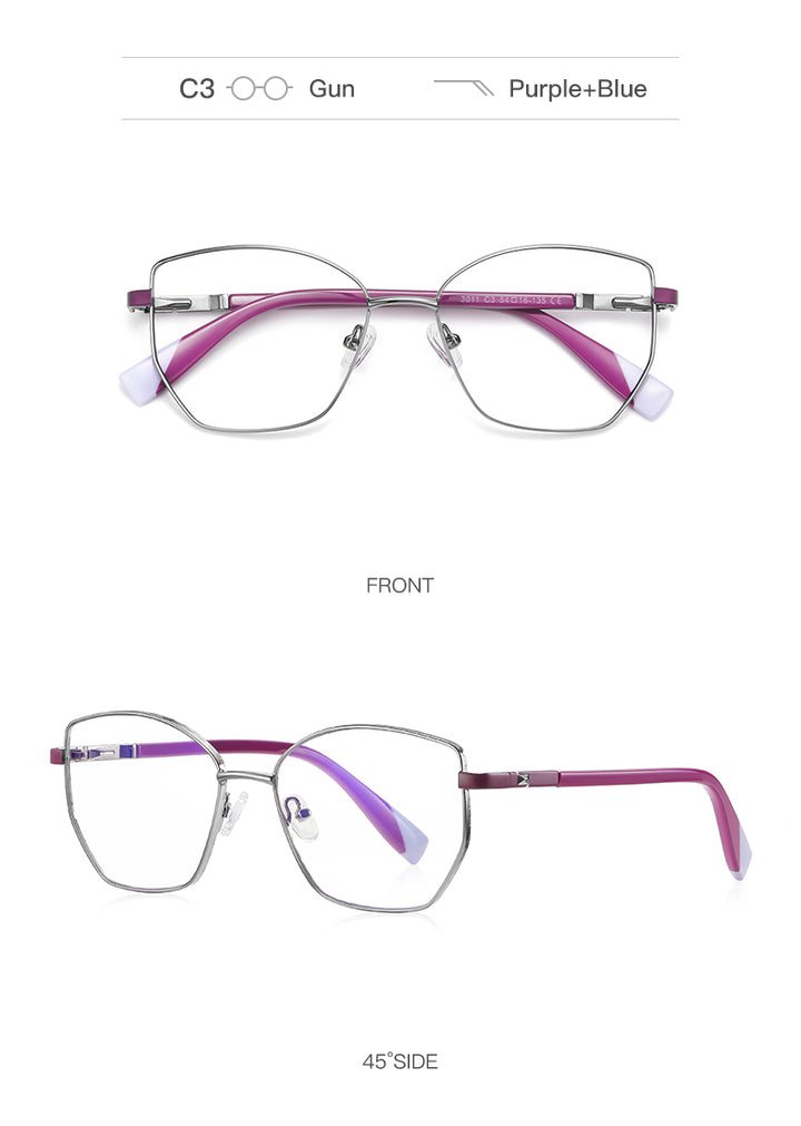 Gmei Unisex Full Rim Alloy Square Polygonal Frame Eyeglasses 3011 Full Rim Gmei Optical