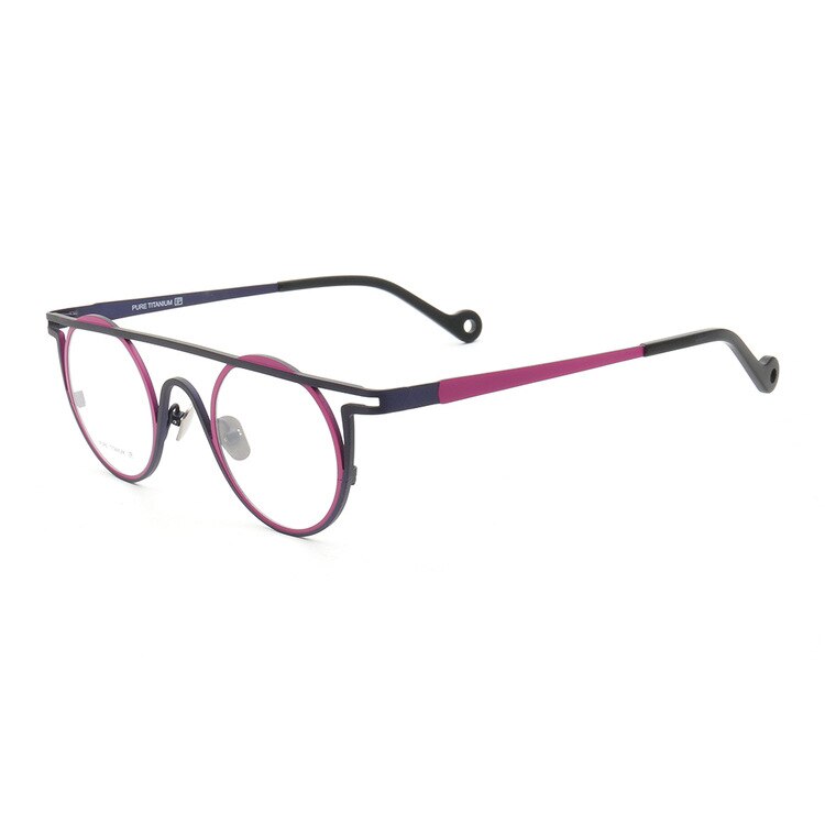 CCspace Unisex Full Rim Round Double Bridge Titanium Eyeglasses 55266 Full Rim CCspace C1 China