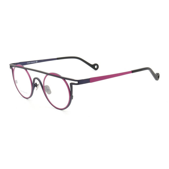 CCspace Unisex Full Rim Round Double Bridge Titanium Eyeglasses 55266 Full Rim CCspace C1 China