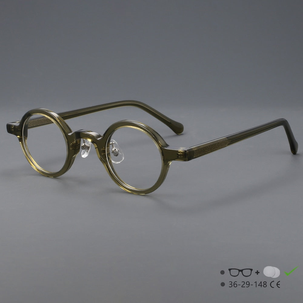 CCspace Unisex Full Rim Round Handcrafted Acetate Eyeglasses 55698 Full Rim CCspace GreenCircular China