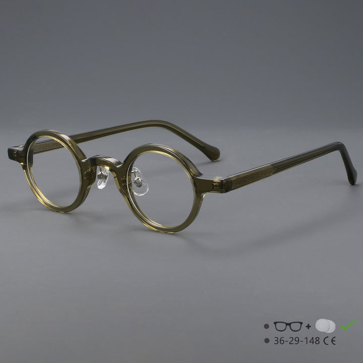 CCspace Unisex Full Rim Round Handcrafted Acetate Eyeglasses 55698 Full Rim CCspace GreenCircular China
