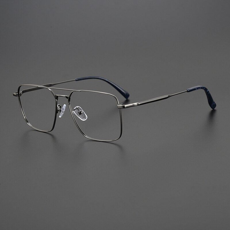 Gatenac Unisex Full Rim Square Double Bridge Alloy Eyeglasses Gxyj991 Full Rim Gatenac Gun