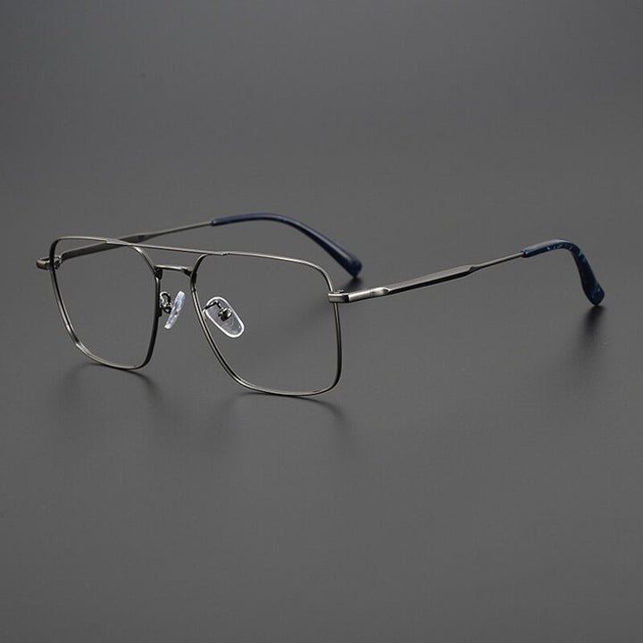 Gatenac Unisex Full Rim Square Double Bridge Alloy Eyeglasses Gxyj991 Full Rim Gatenac Gun