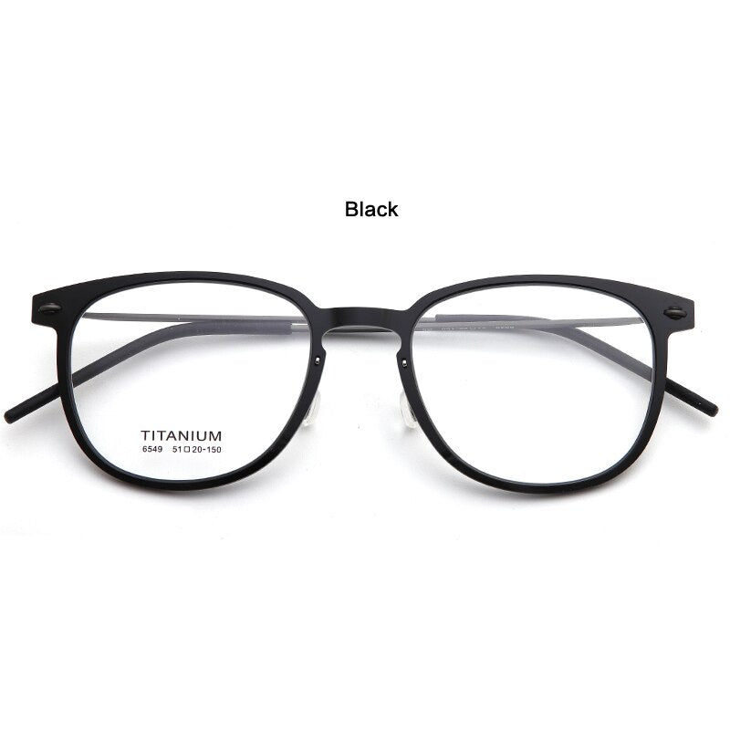 Muzz Unisex Full Rim Square Screwless Handcrafted Acetate IP Titanium Eyeglasses N6459 Full Rim Muzz C1