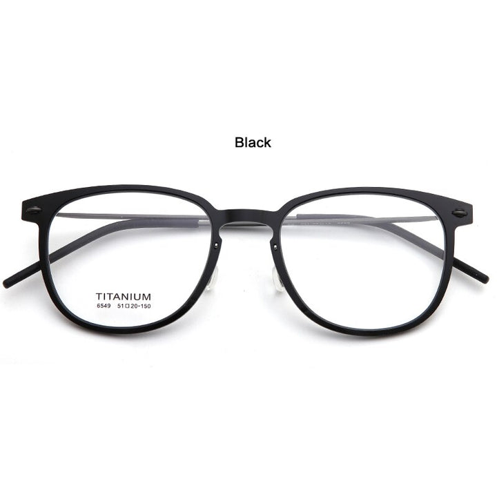 Muzz Unisex Full Rim Square Screwless Handcrafted Acetate IP Titanium Eyeglasses N6459 Full Rim Muzz C1