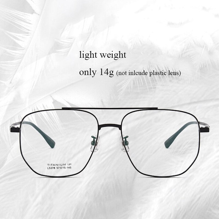 Bclear Unisex Full Rim Square Double Bridge Titanium Eyeglasses Lb5378 Full Rim Bclear