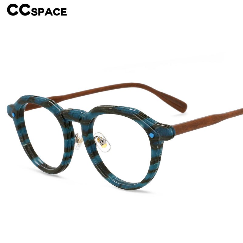 CCspace Unisex Full Rim Round Acetate Frame Eyeglasses 54541 Full Rim CCspace