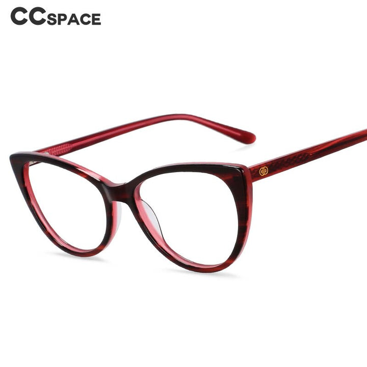 CCspace Women's Full Rim Cat Eye Acetate Frame Eyeglasses 54551 Full Rim CCspace